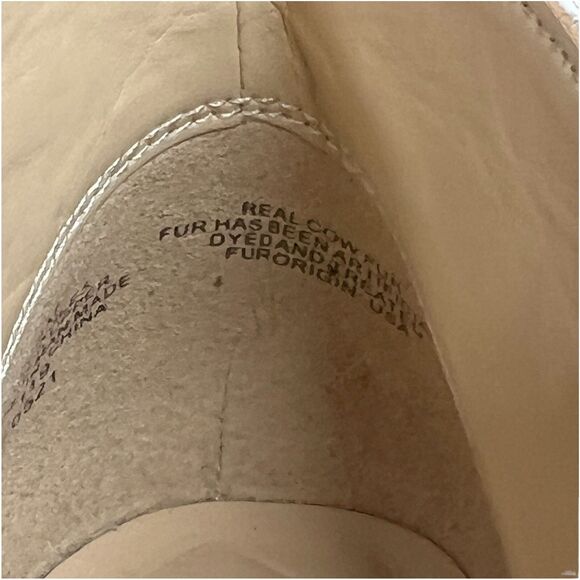 Nine West White Calf-Hair Ankle Bootie 8 Brown Pointy Toe - Picture 13 of 14